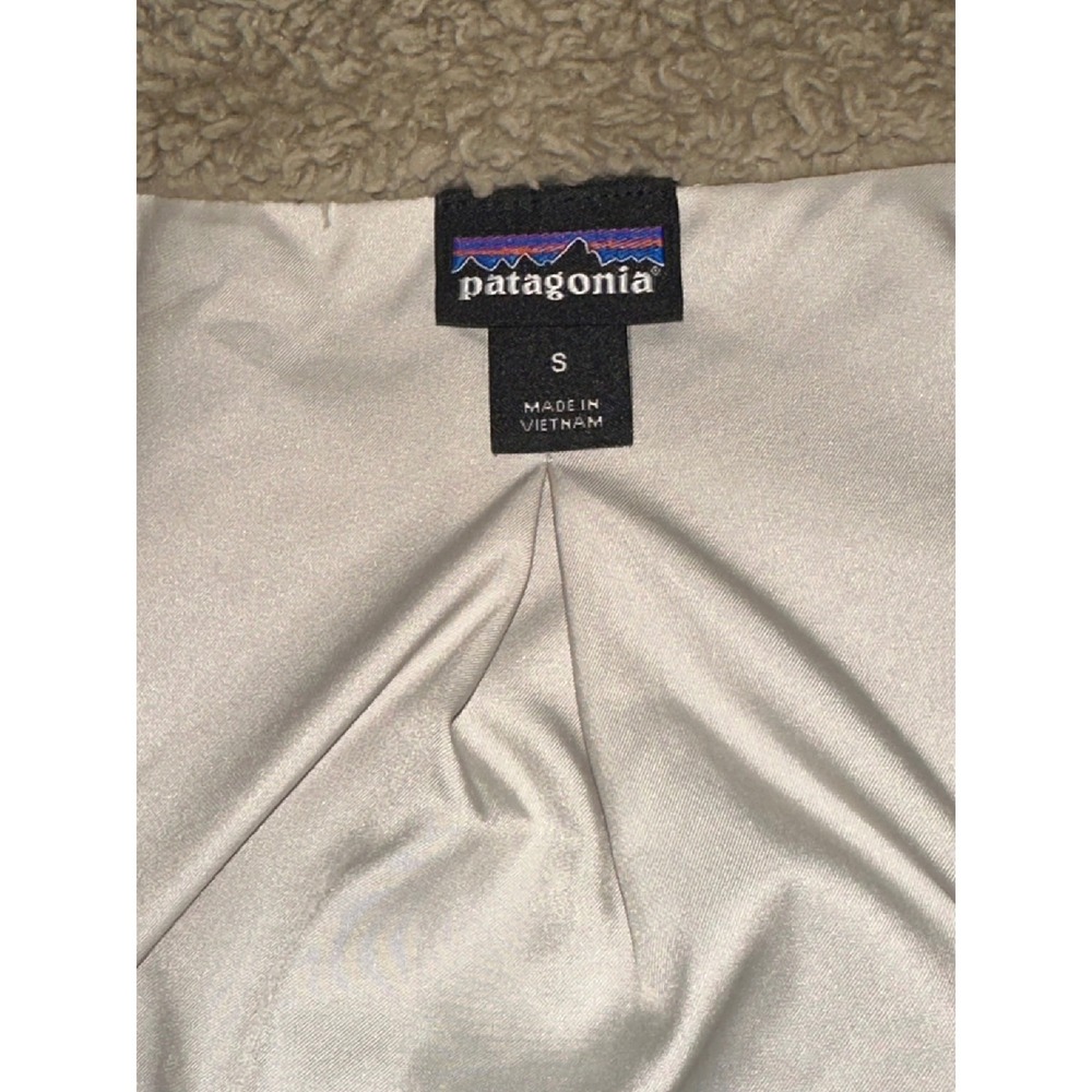 Patagonia Vest Women's Small Tan Los Gatos Sherpa Fleece Pockets Full Zip - Picture 5 of 7